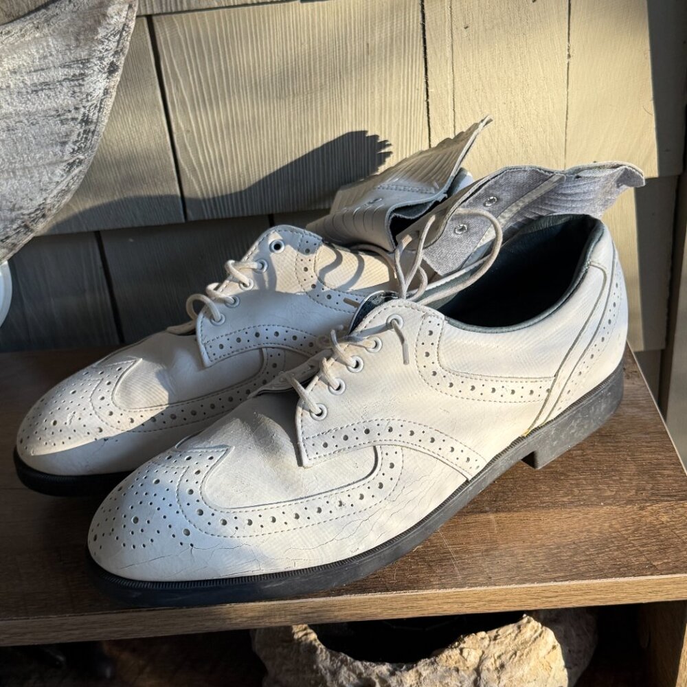 White Leather Ladies Golf Shoes